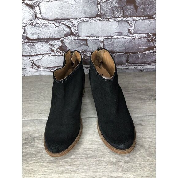 BEEK Falcon Black Suede Leather Back Zip Stacked Heel Booties Women’s 7M US/38EU - Picture 15 of 16